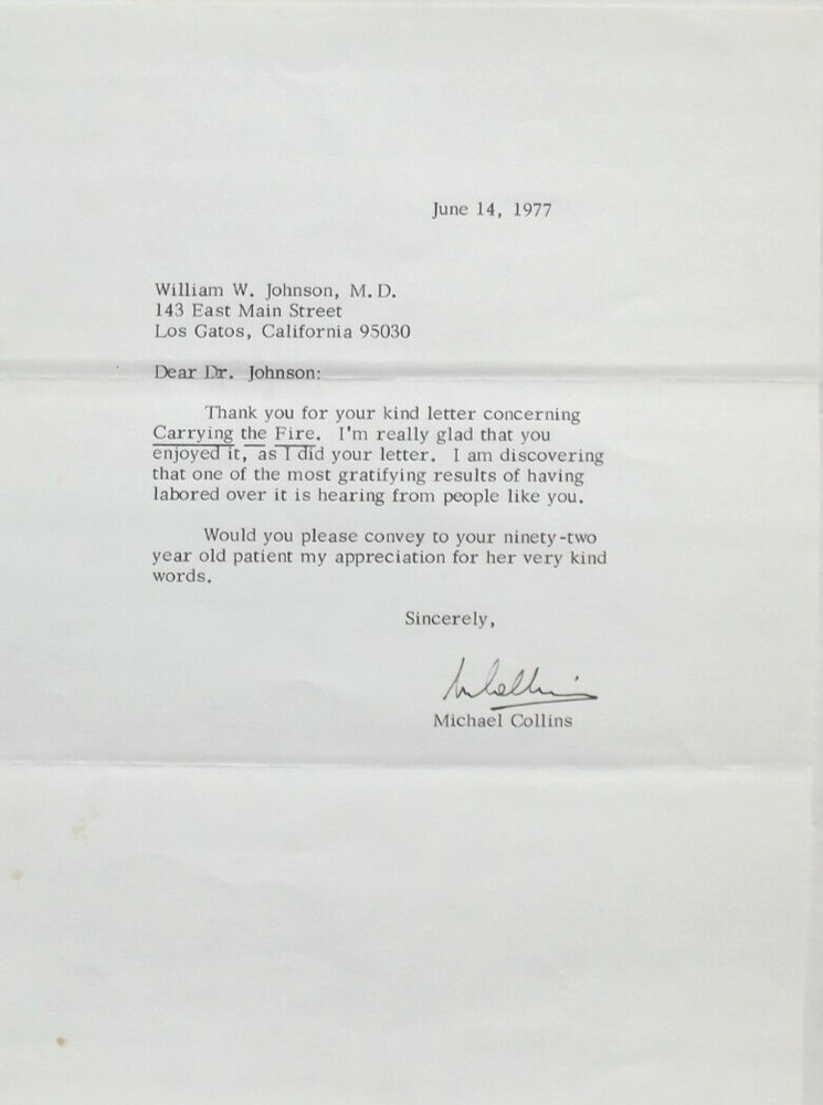 Mike Collins Apollo 11 Command Module Pilot Signed Letter Zarelli Authenticated