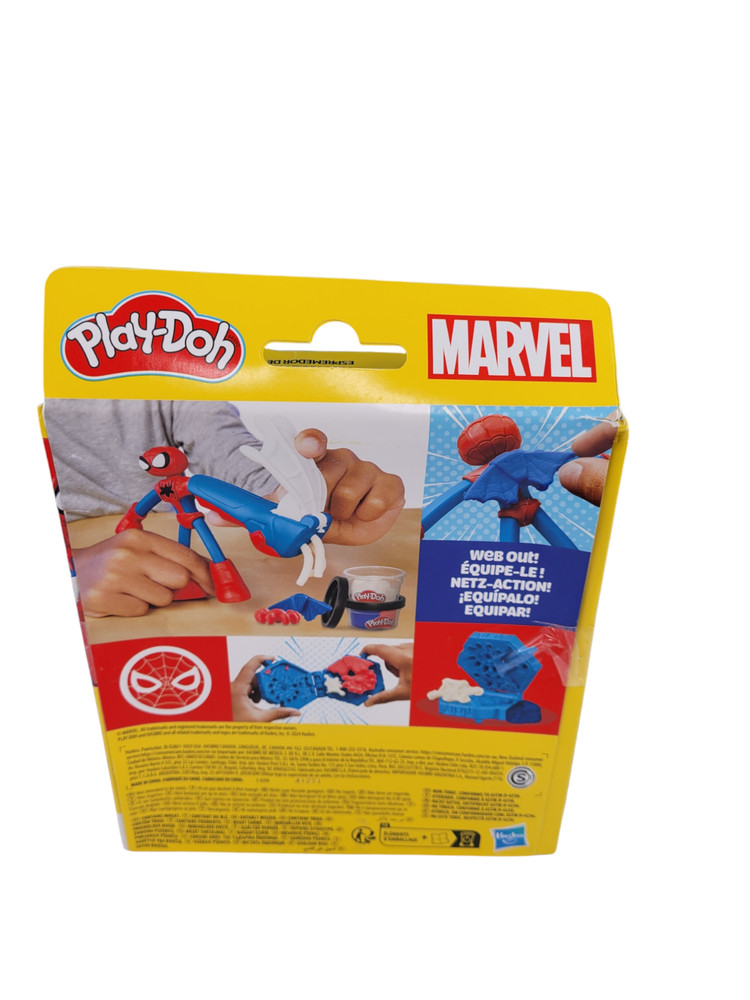 Play-Doh Marvel Spider-man Playset Bendy Action Fig +Web Squisher + 2 Compounds