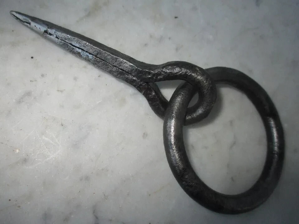 Antique Hook Wrought Tethering Ring on Pin Blacksmith Hardware Hook