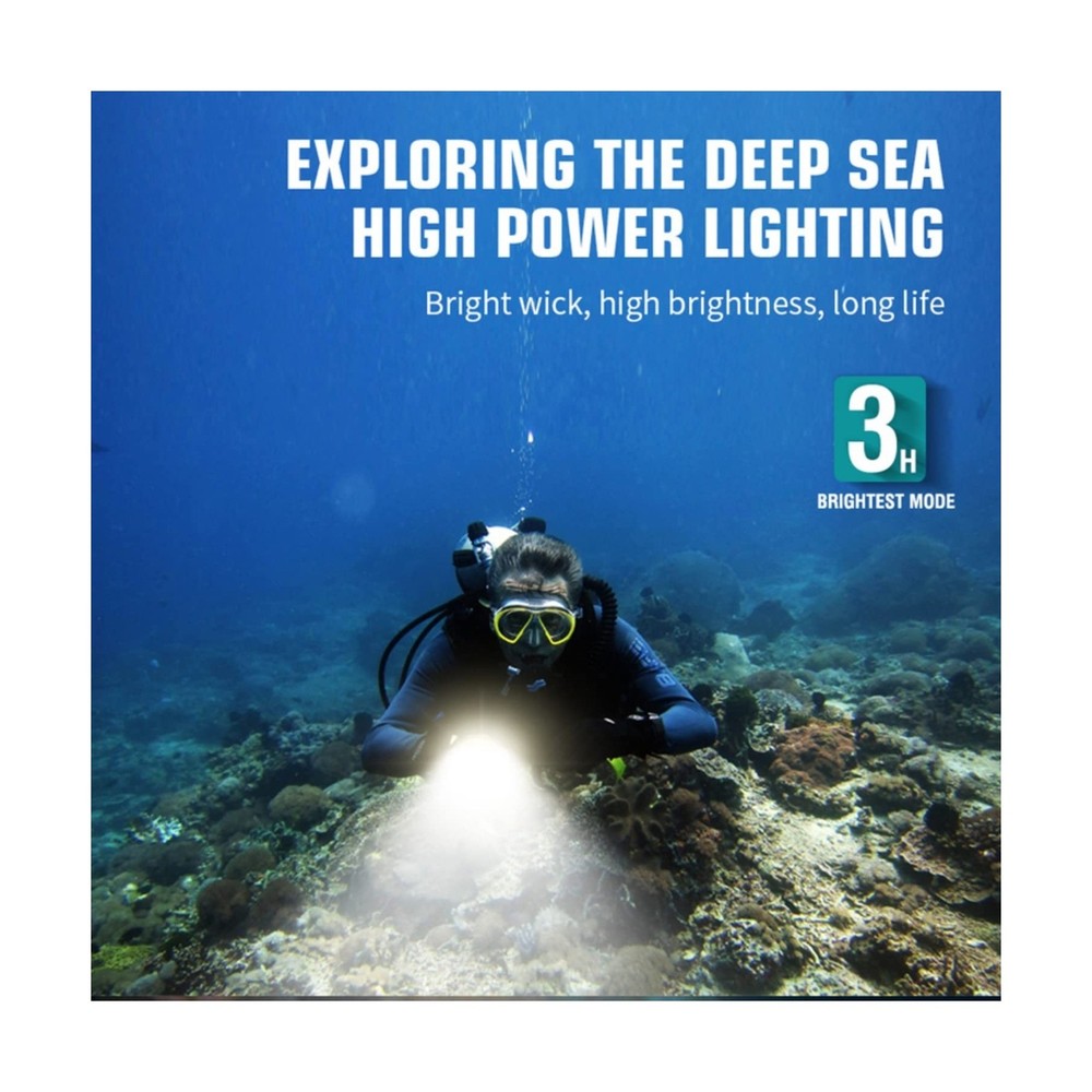 WINDFIRE 5000 Lumen Scuba Diving Flashlight Dive Torch Snorkeling Light Recha...