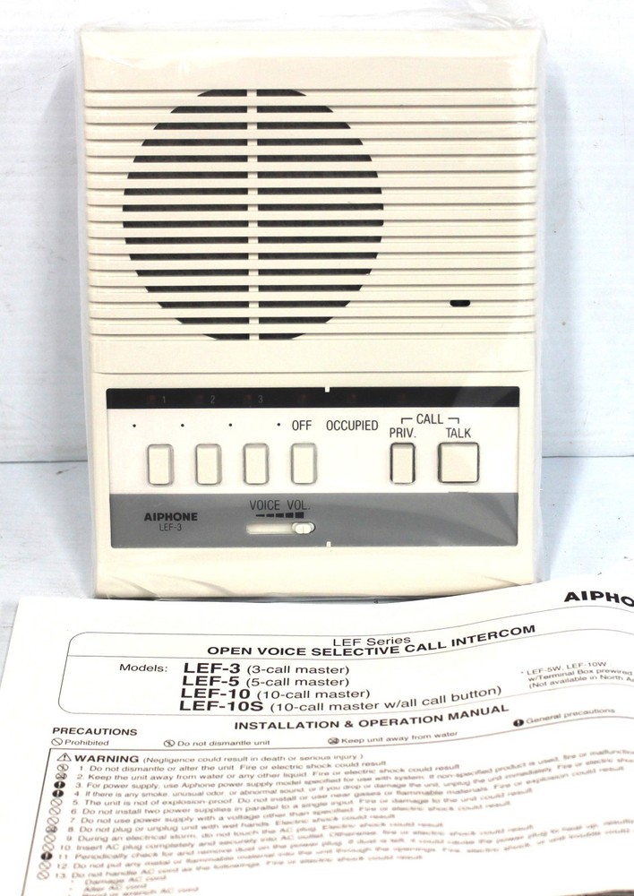Aiphone LEF-3 Open Voice Selective Call Intercom New Open Box