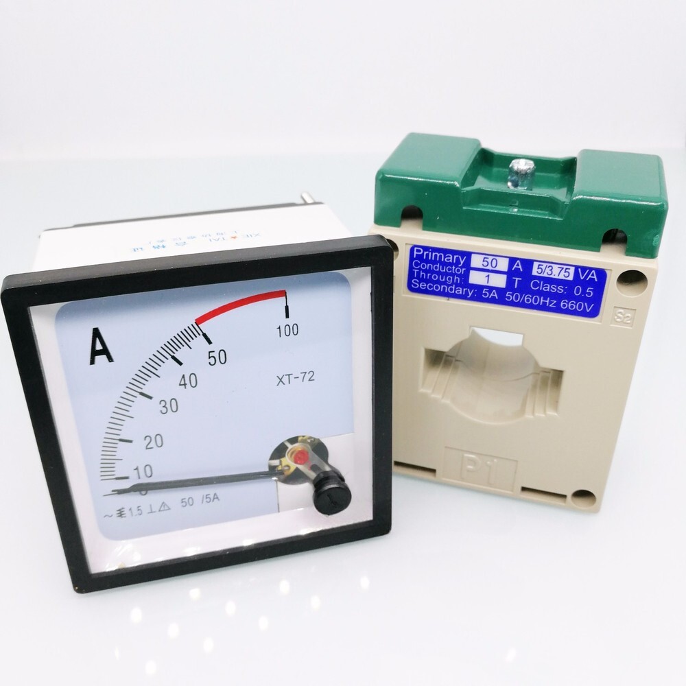 AC 0 ~ 50A Analog AMP Current Panel Meter Ammeter & Current Transformer