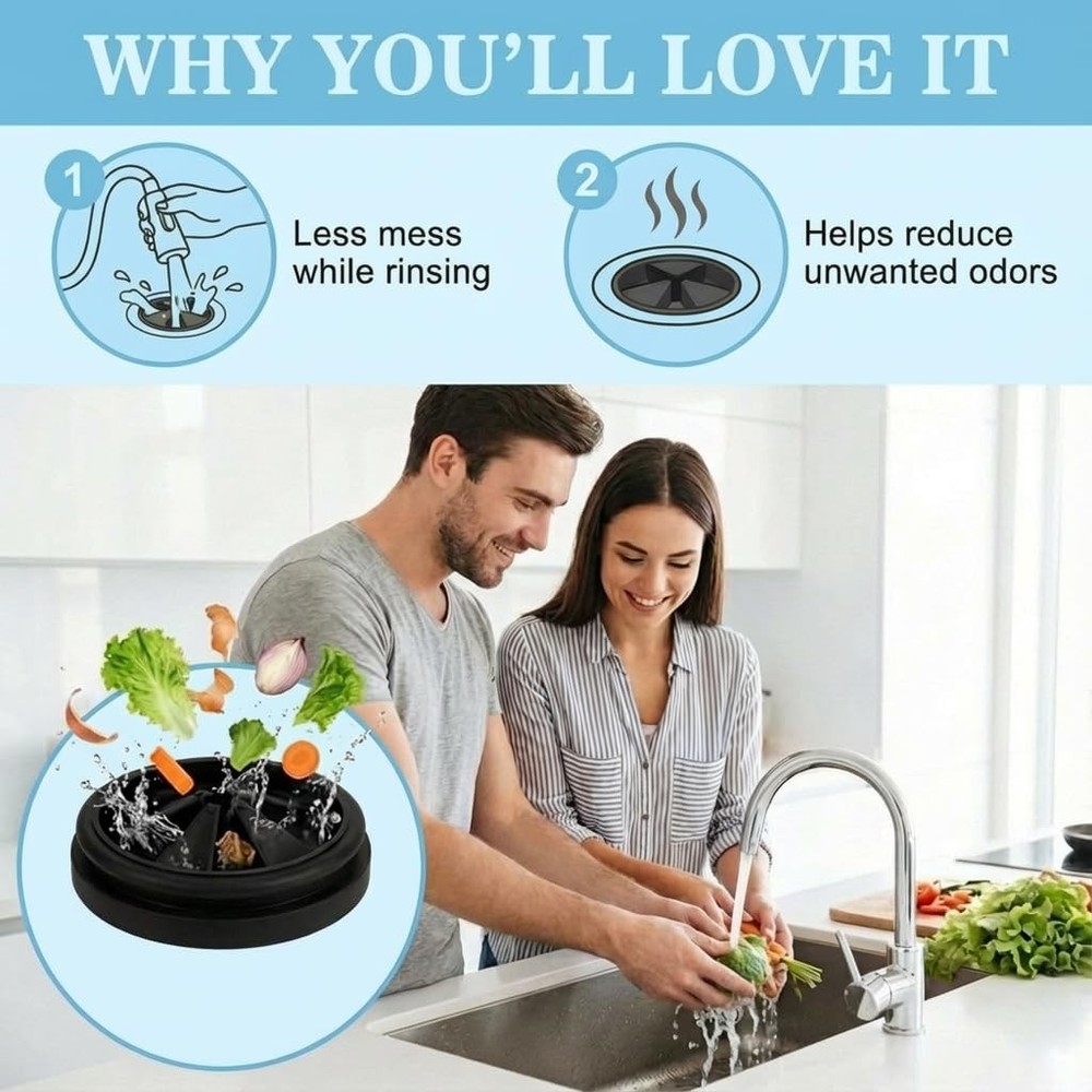 Garbage Disposal Splash Guard, 3 3/8" Upgraded for InSinkErator Black 2 Pack