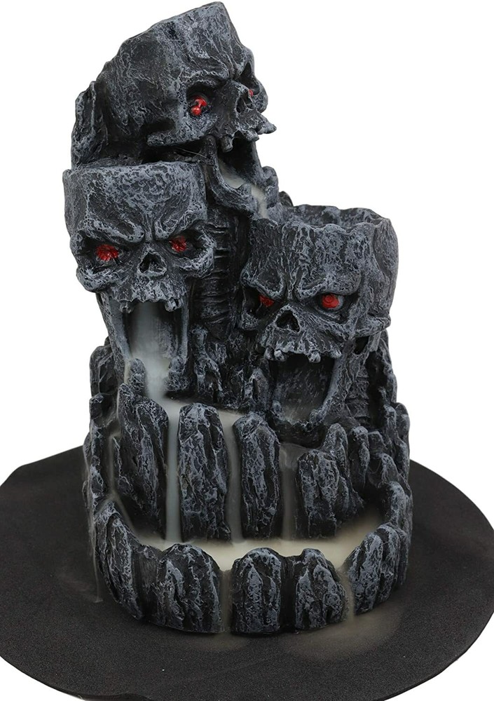 Ebros Three Screaming Skulls Death Mountain Cave Backflow Incense Burner Statue