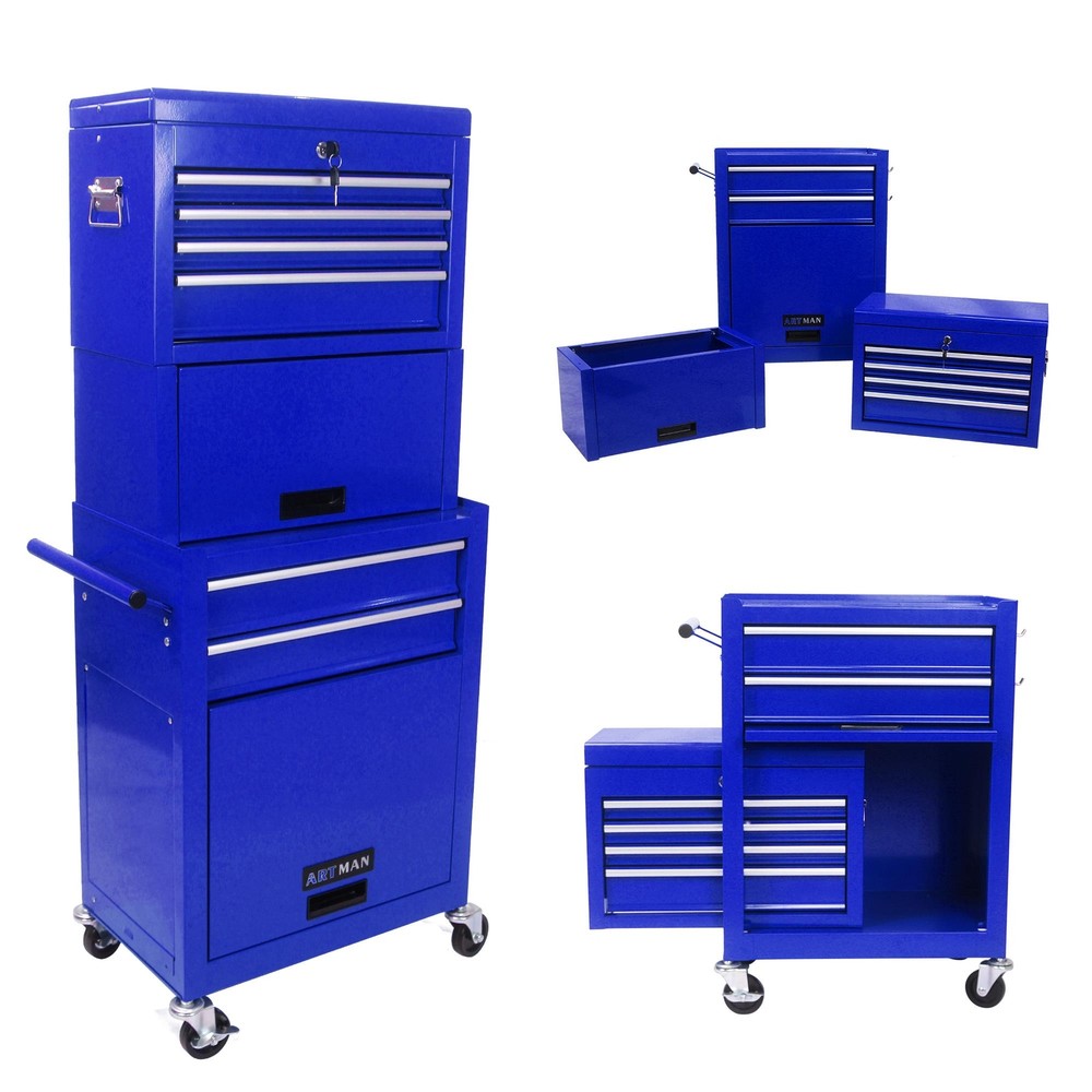 Heavy-Duty 6-Drawer Rolling Tool Chest with Wheels – Blue Storage Solution