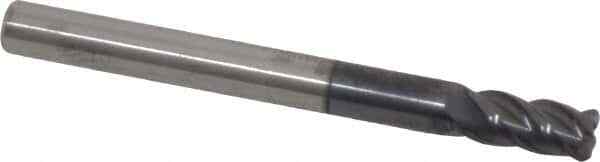Accupro 3/16" Diam 4 Flute Single End Solid Carbide 0.03" Corner Radius End M...