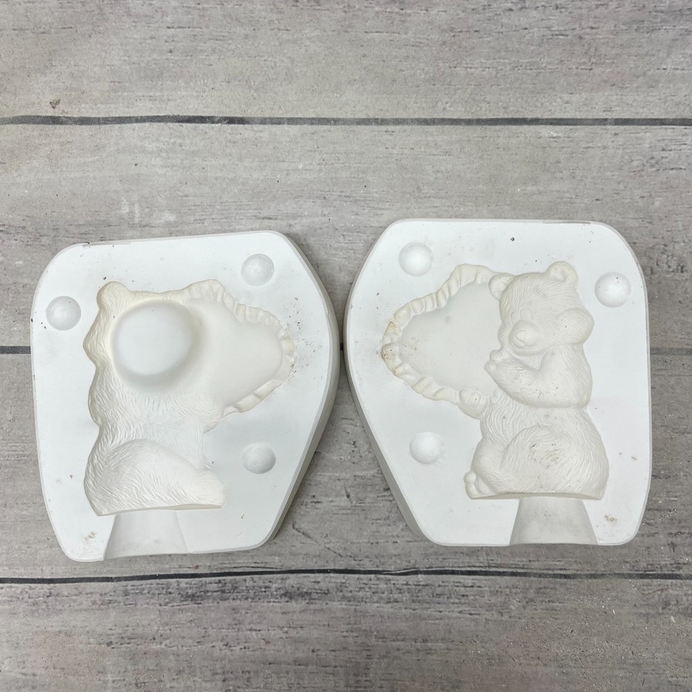 Kimple Ceramic Casting Mold Bear Holding Heart Figurine #1653