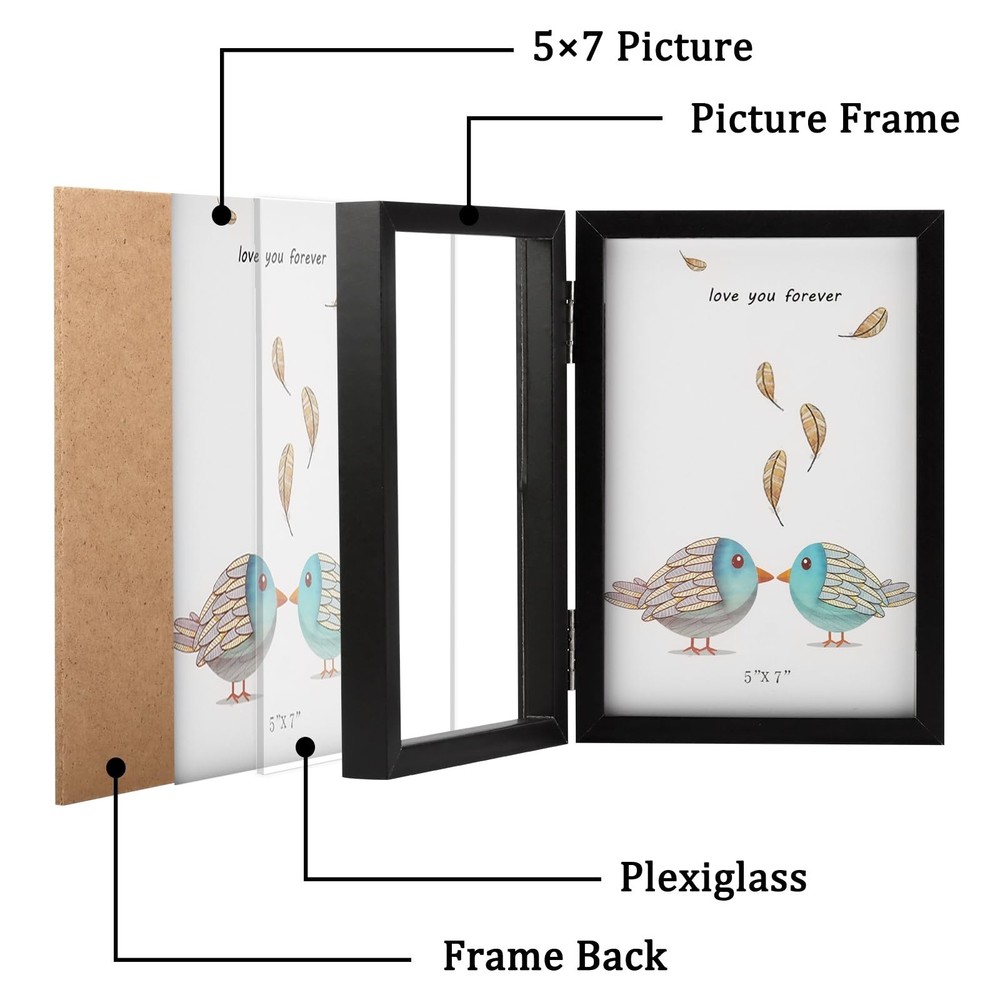 5x7 Double Picture Frames Hinged Folding Photo Frames Vertical Stand Frames (...