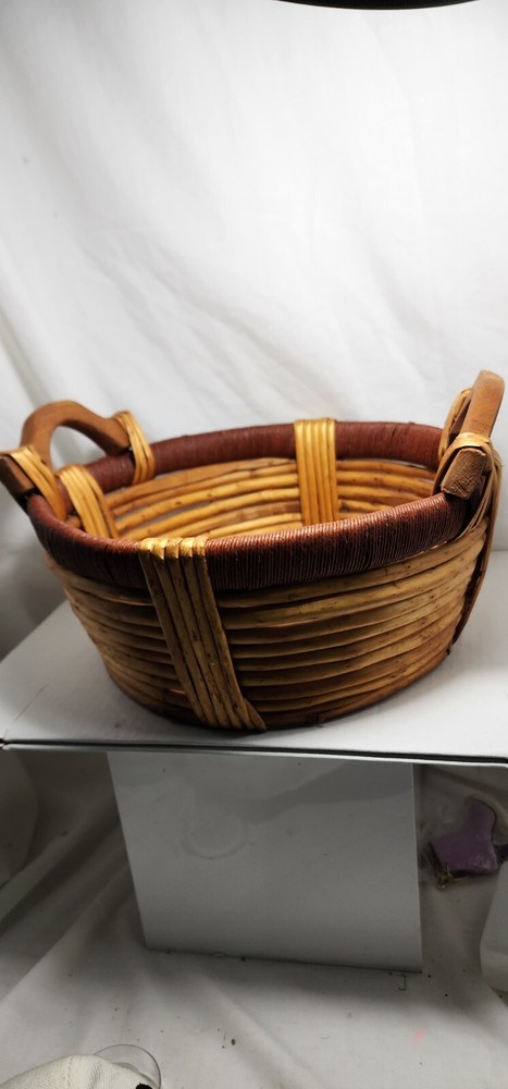 Woven Basket With Wooden Handles
