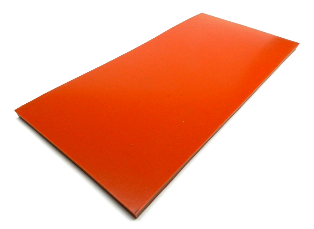 Silicone Rubber Pad 3-1/2" x 8 x 1/4 Thick Sheet High Temp Solid Red/Orange