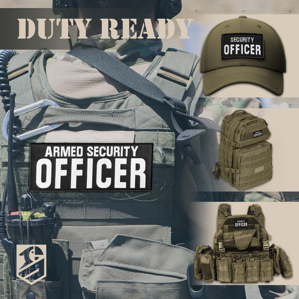 3Pcs Armed Security Officer Patch Set: Durable Embroidered Tactical Patches
