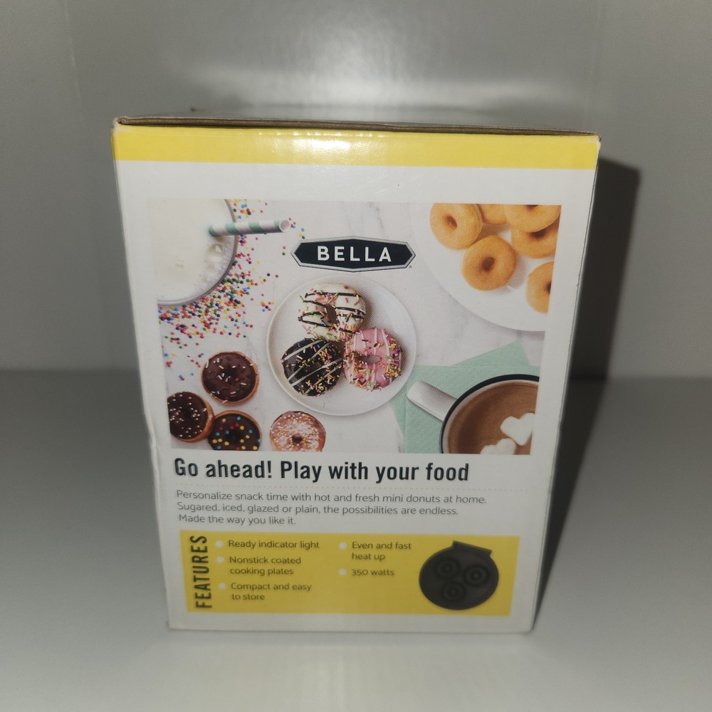 Bella mini donut maker, light blue ready indicator light, nonstick, 350 watts
