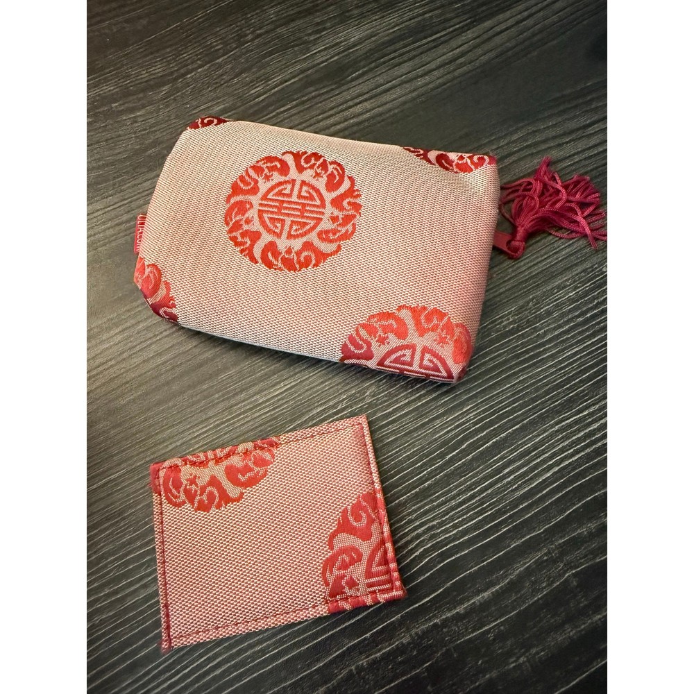 Ulta Red Patterned Pouch and Mirror Set