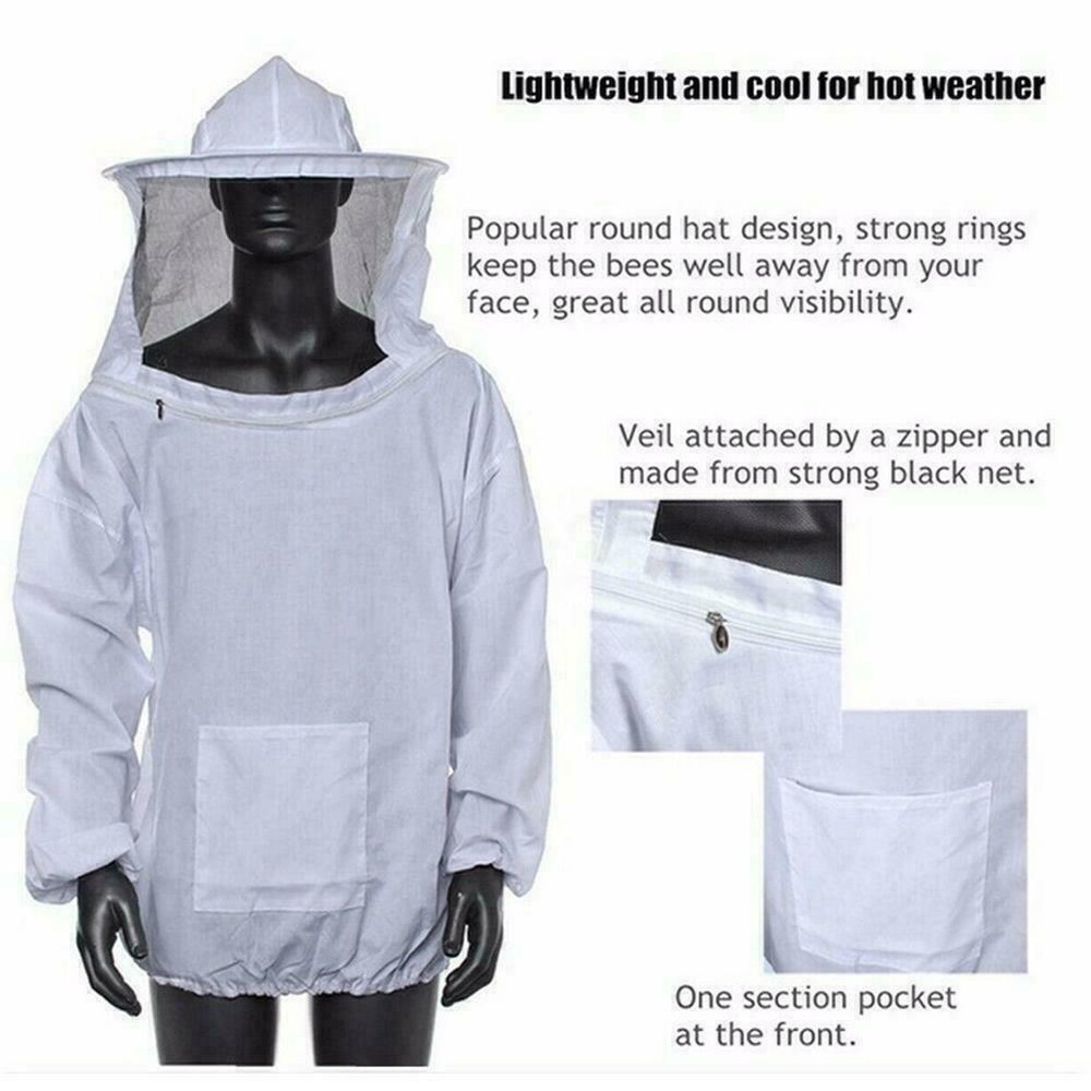 Bee Keeping Suit Jacket Smock Hat Protective Coat Veil Beekeeping Pull Tops Over