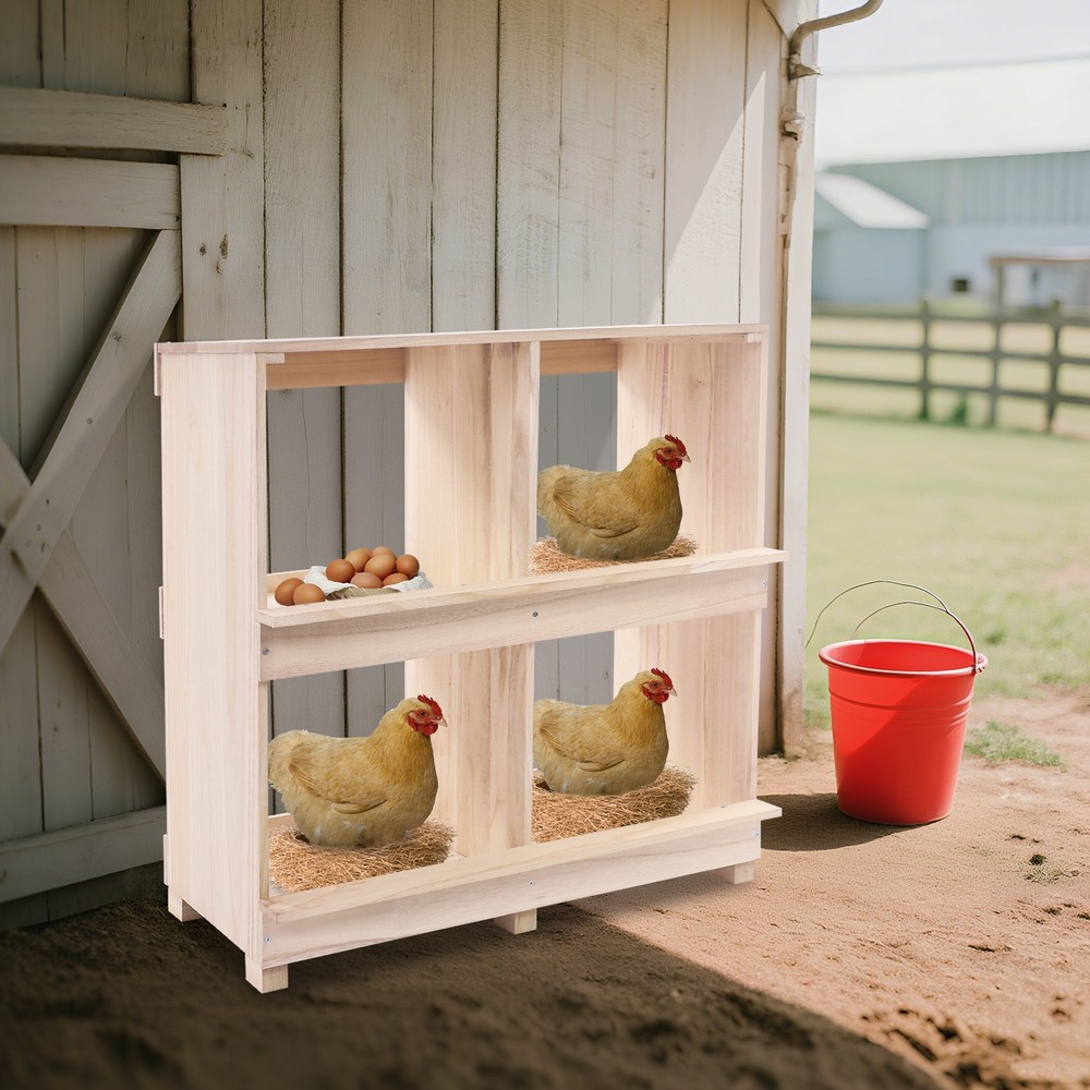 hicken Laying Boxes, 4 Hole Nesting Box for Chickens, 4 Compartment Nesting Box