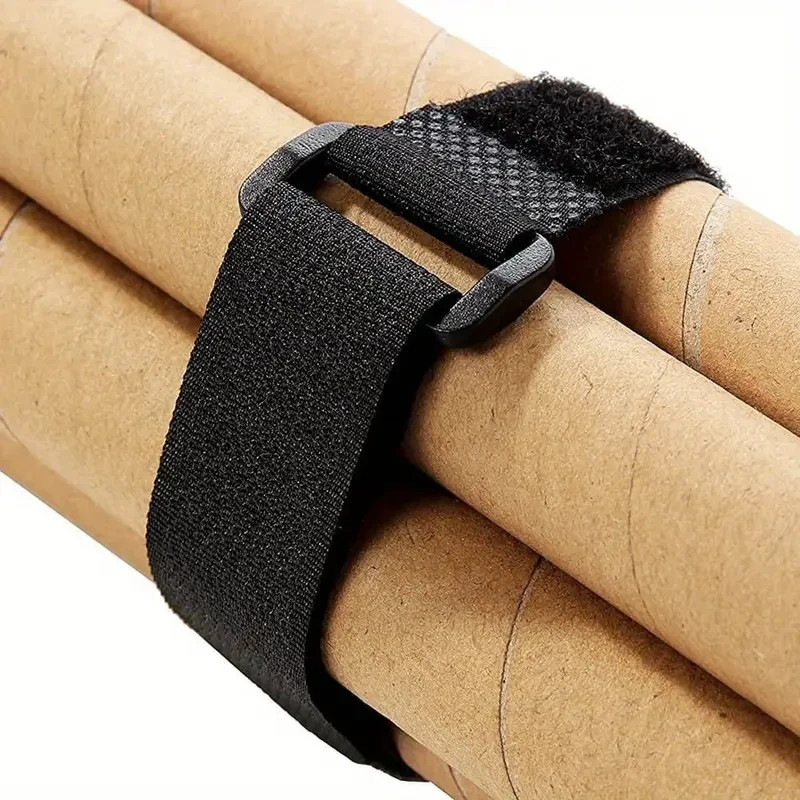 8" BLACK, HOOK & LOOP CABLE TIES NYLON STRAPS - 5 PACKS