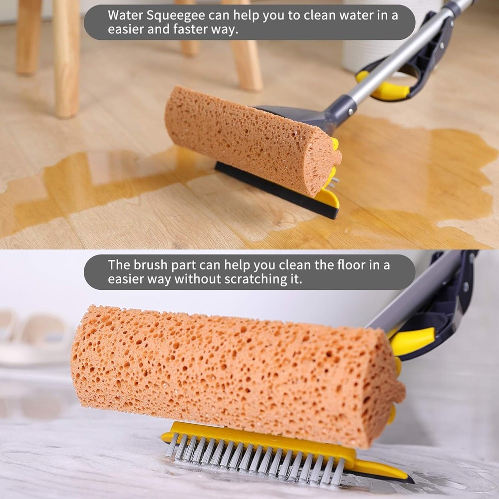 Honeycomb Sponge Mop for Easy Cleaning - Adjustable