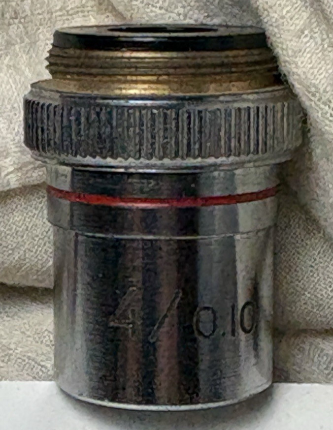 Unbranded Replacement Microscope Objective Magnification Lens 4/0.10 Used