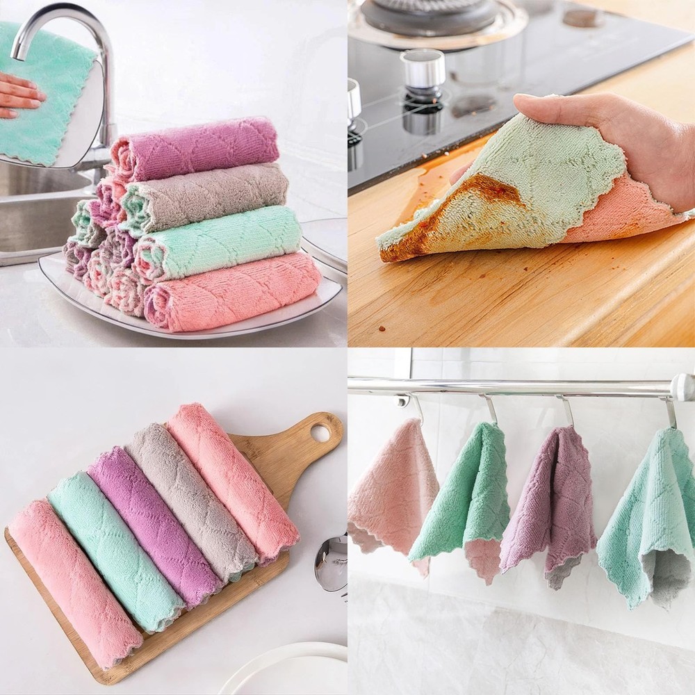Reusable Microfiber Kitchen Cleaning Cloths – Super Absorbent, Quick-Dryin