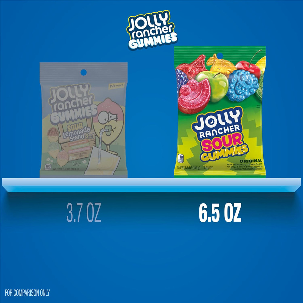 Sour Gummies Assorted Fruit Flavored Candy Bag, 6.5 Oz