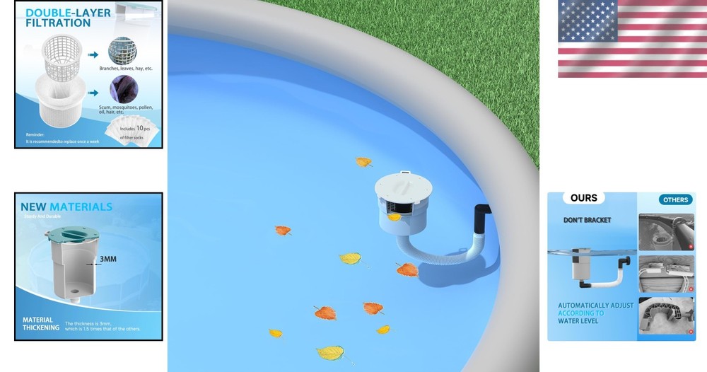 Effortless Surface Float Skimmer for Above Ground Pools – No Installation Needed