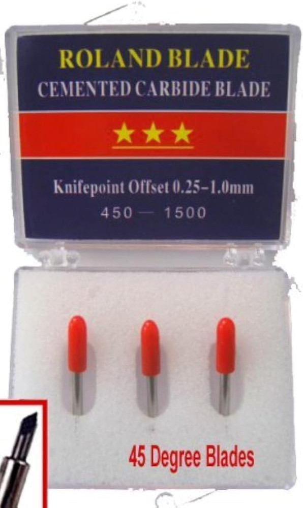 3-Pack Roland Type Replacement Cemented Carbide Blade Set 45 Degree