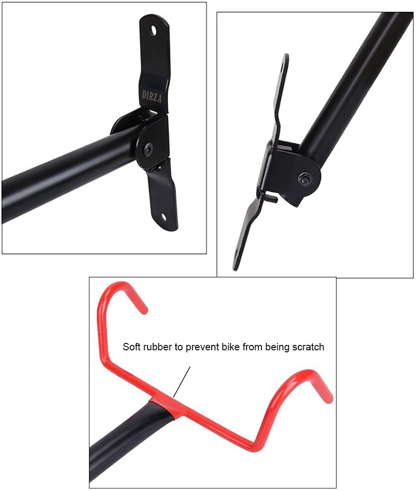 Bike Wall Mount Hanger 2 Pack Foldable Bicycle Storage Horizontal Rack Hook