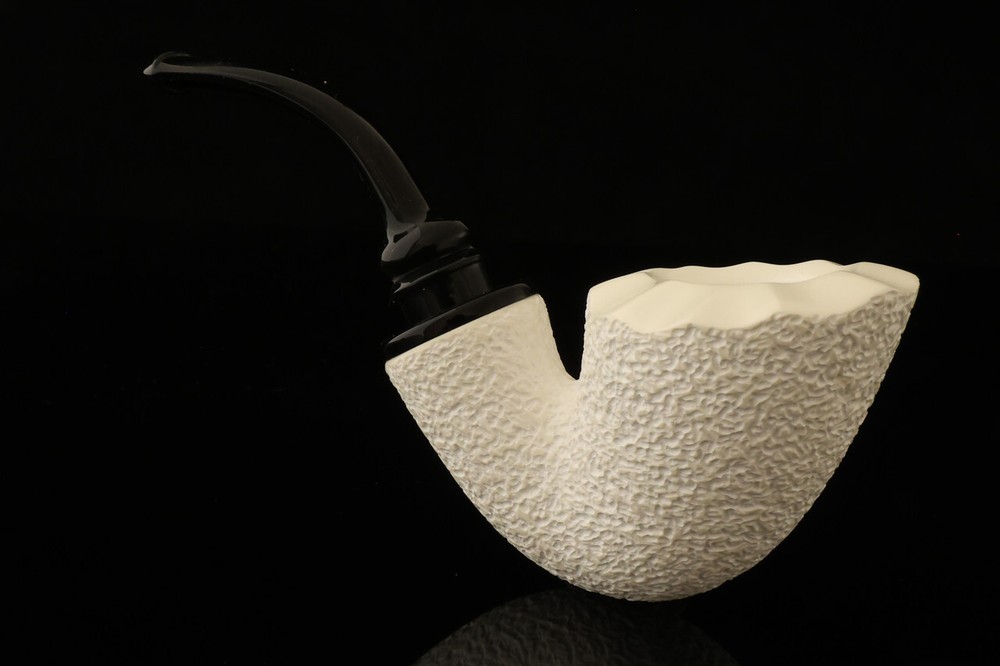 srv Premium - RC - Rustic Reverse Calabash - Meerschaum Pipe pocket case 14949