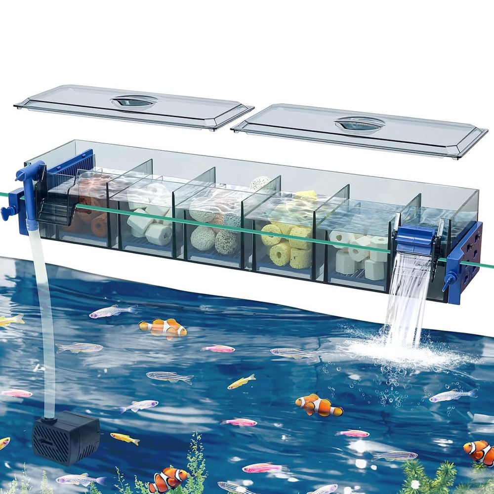 Aquarium Fish Tank Filter with Waterfall Oxygenation Suitable Multi Layer Filter