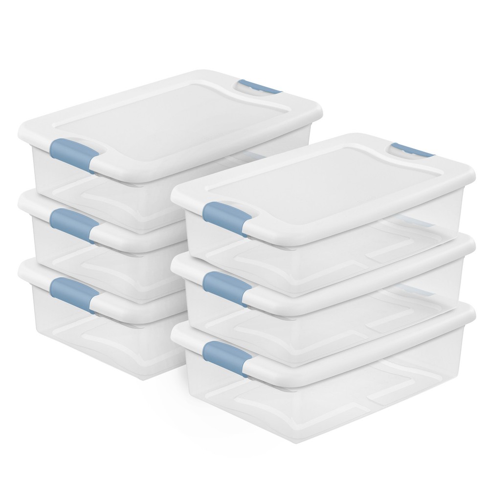 Sterilite 32 Quart Clear Plastic Stackable Storage Box Container (6 Pack)