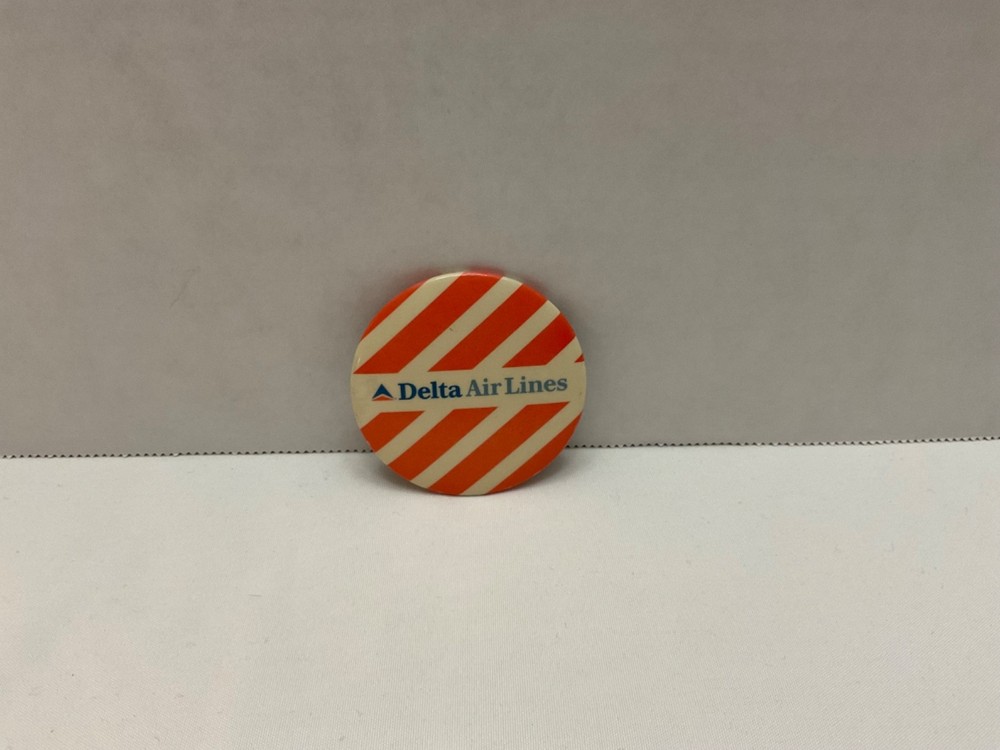 Vintage Delta Airlines Striped Pin Back Button