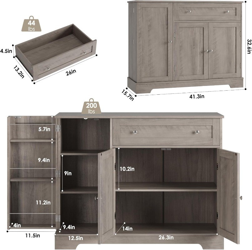 Buffet Cabinet with Storage Modern Sideboard Buffet with Doors Coffee Bar