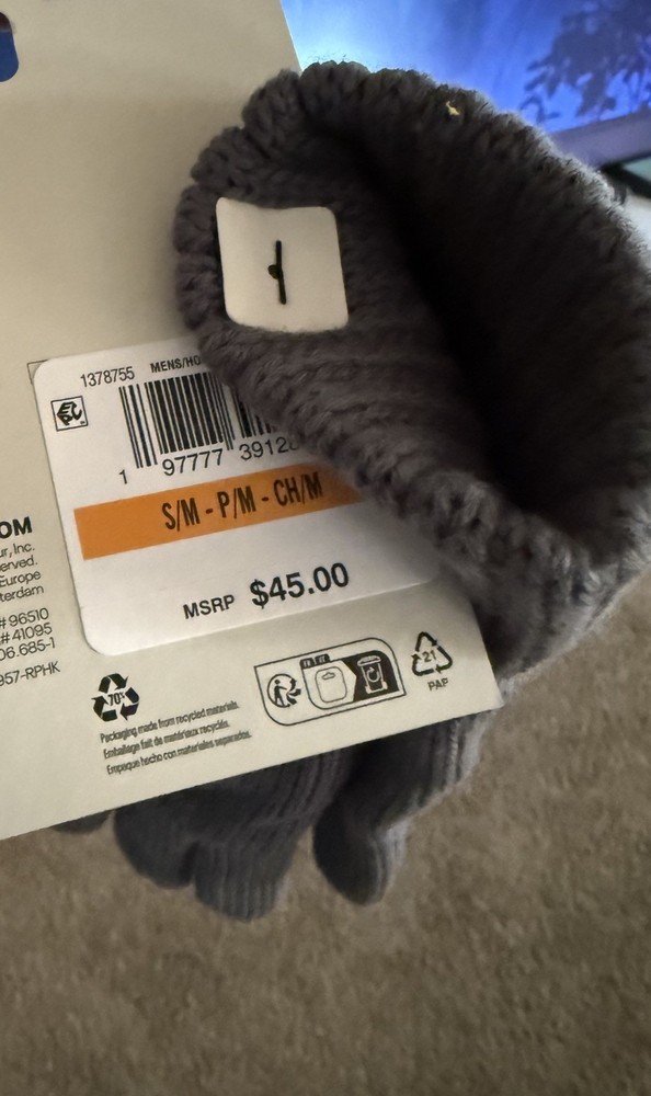 Under Armour Men's Halftime Gloves Touch screen warm Small Mitten Grey Knit