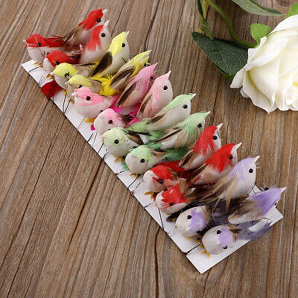 Simulation Feather Bird Home Garden Decor Multi Functional 24 Pcs DIY Crafts