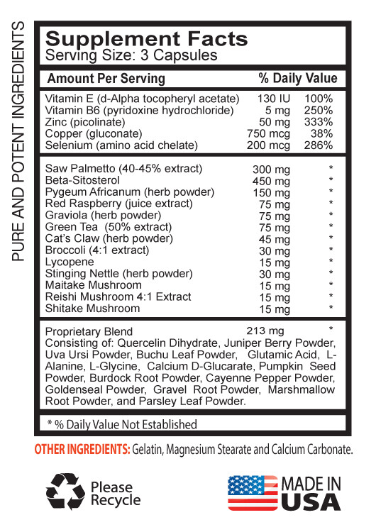 Health Formula - PROSTATE SUPPORT - Extract Boost - Vitamion E - 1 Bot 60 Ct