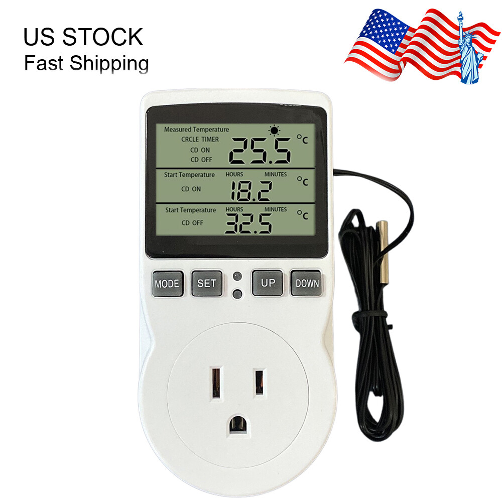 Digital Thermostat Plug Socket Temperature Controller 120V 15A Heating Cooling