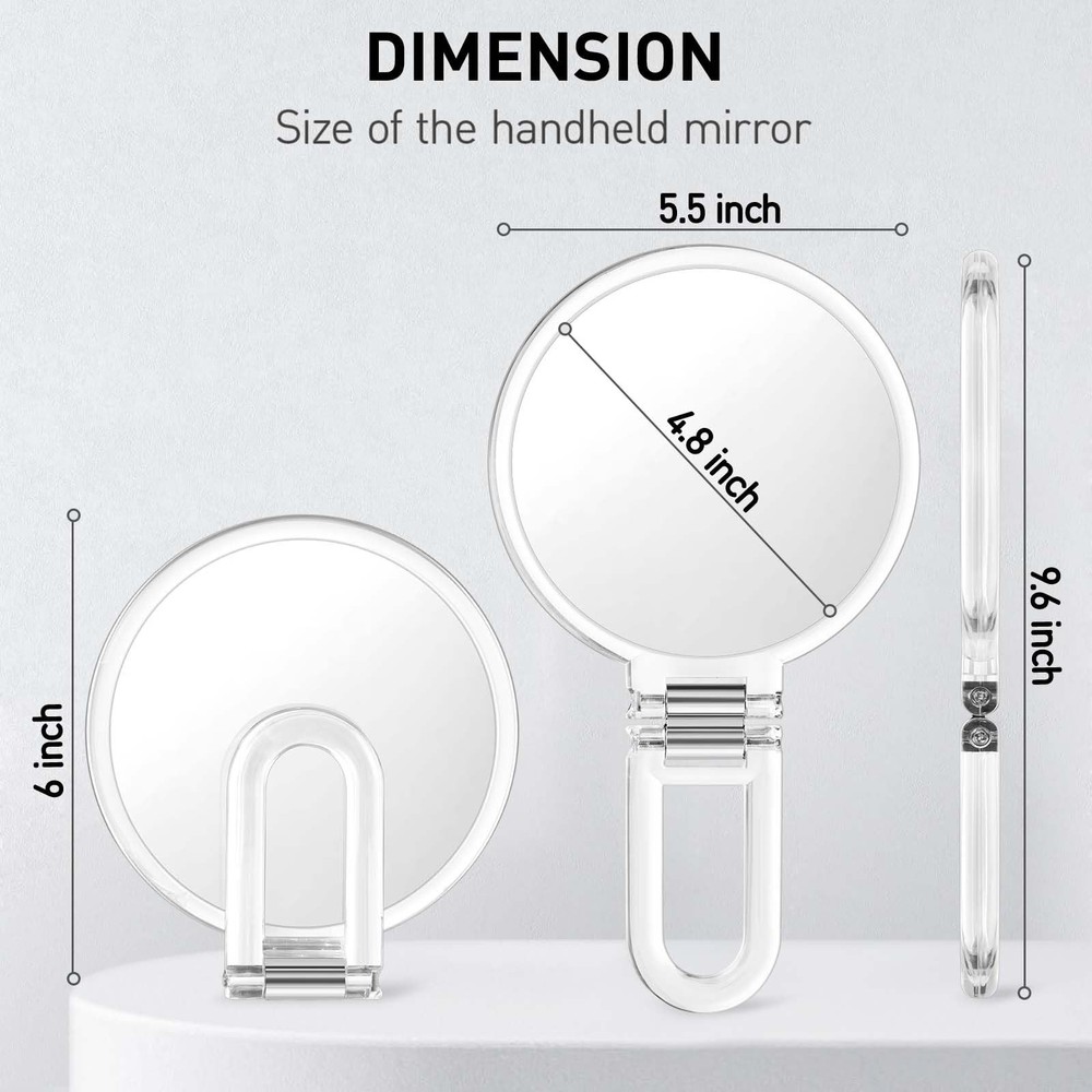 Magnifying Handheld Mirror Double Sided, 1X 15X Magnification Hand Mirror, Tr...