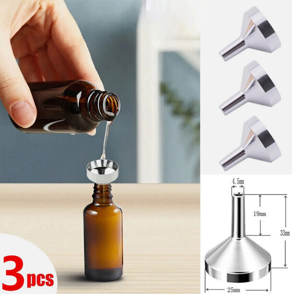 3pc/Set Mini Funnel for Perfume Diffuser Bottle Liquid Oil Flask Stainless Steel