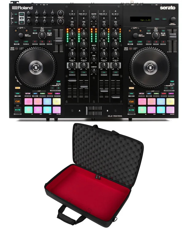Roland DJ-707M 4-deck Serato DJ Pro Controller with Soft Case