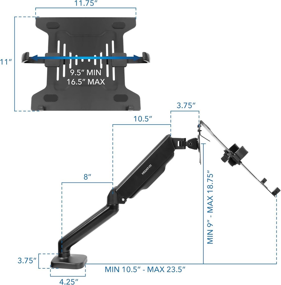 Mount-It! Laptop Desk Arm Mount - MI-6352LT, Universal Compatibility,...