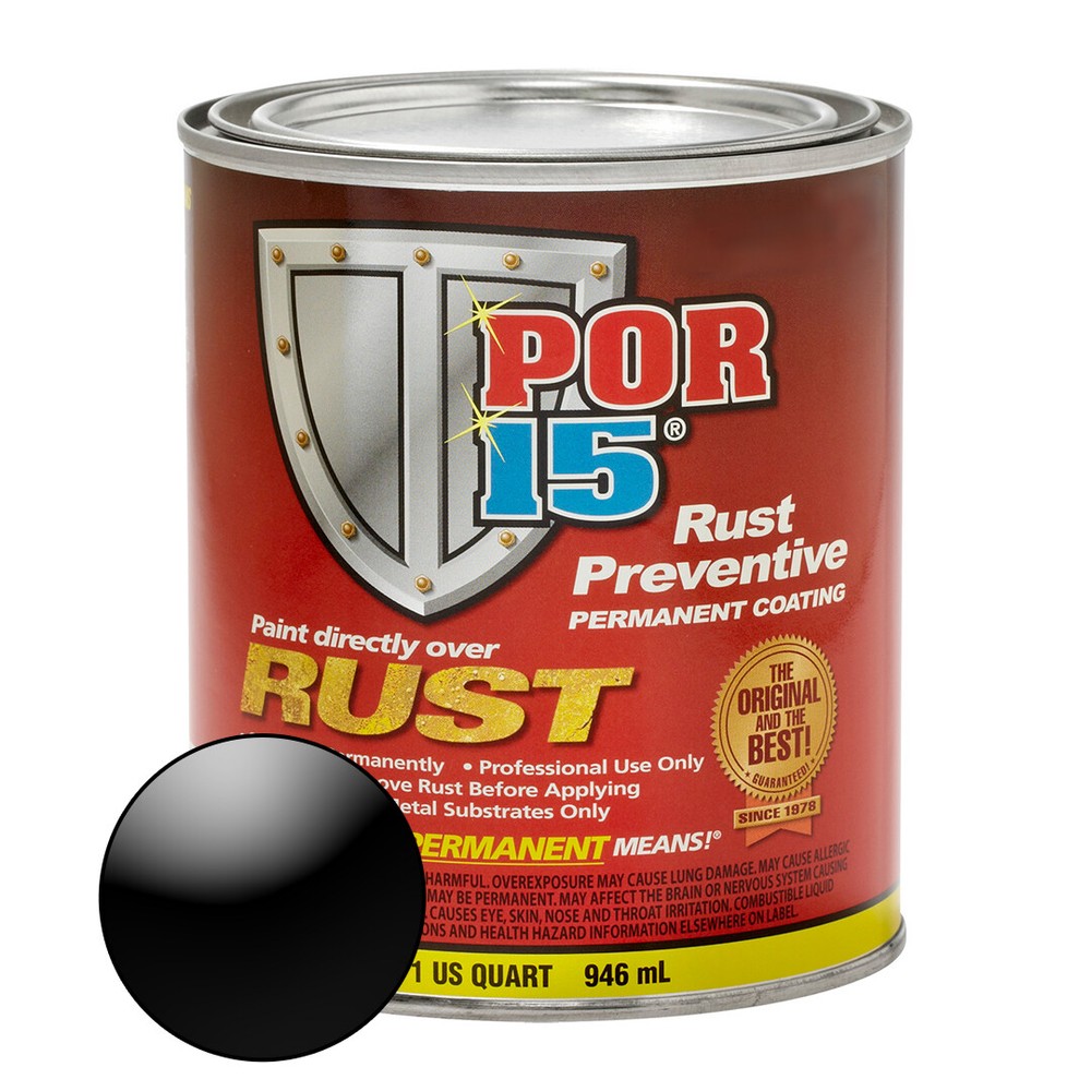 POR 15 45004 Gloss Black Rust Preventative Paint -Quart - Paint Over Rust!