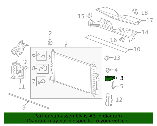 Genuine GM Driver Side Radiator Lower Bracket 39120015