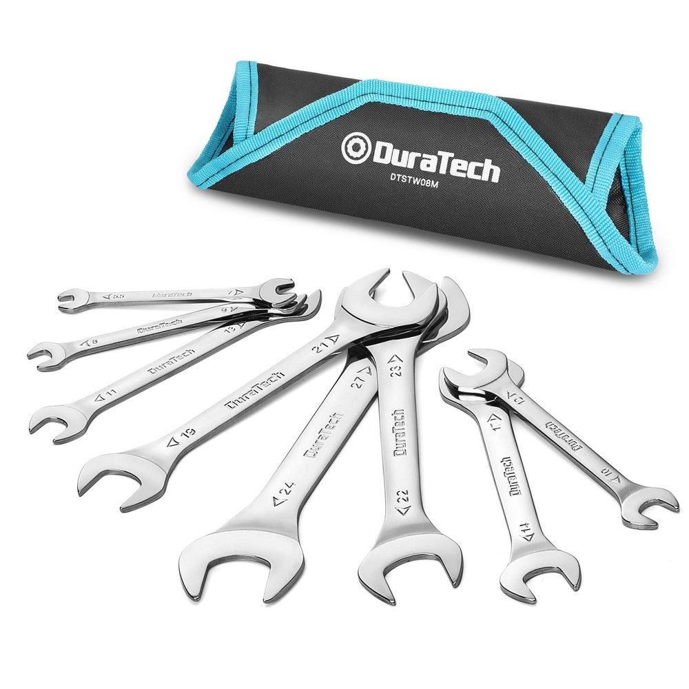 DURATECH Super-Thin Open End Wrench Set, Metric, 5.5-27mm (Metric), Silver