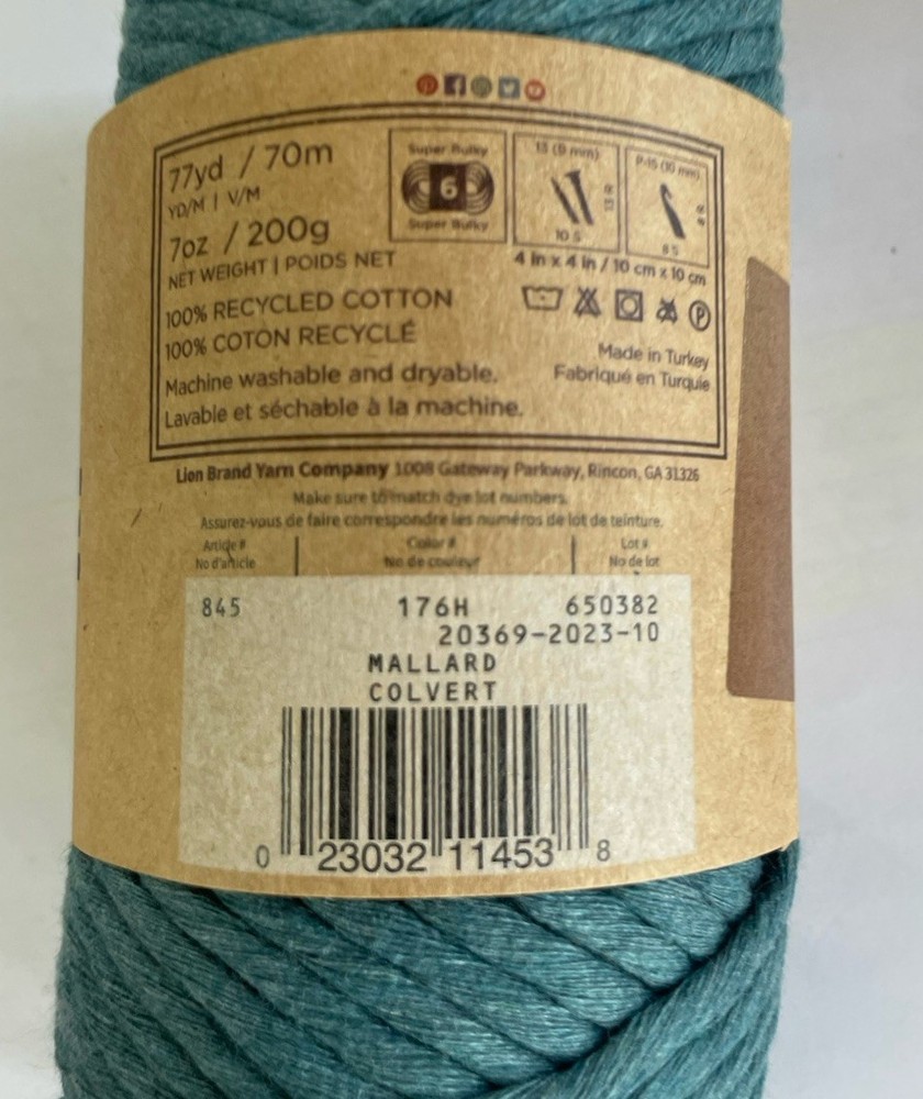 Lion Brand Mac-Re-Me Yarn “Mallard” Macrame