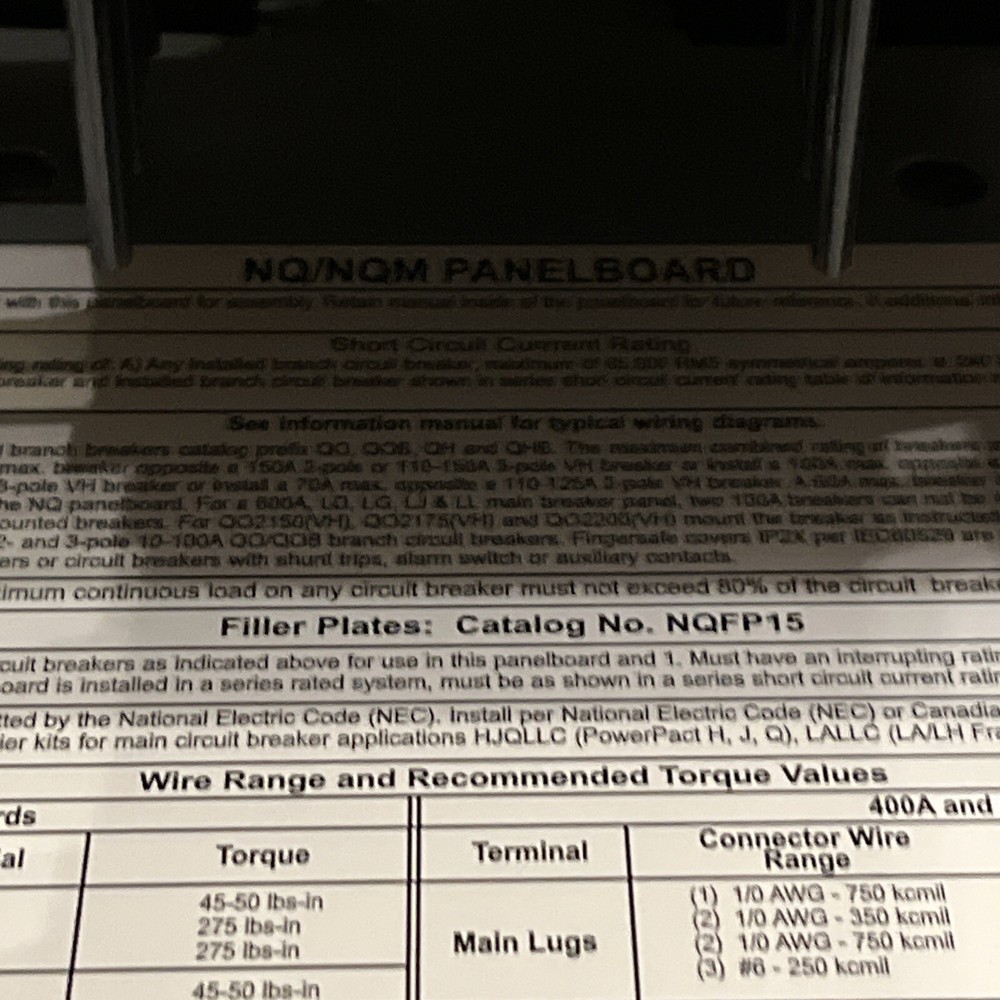 Square D MH32 Panel Only. As Pictured.