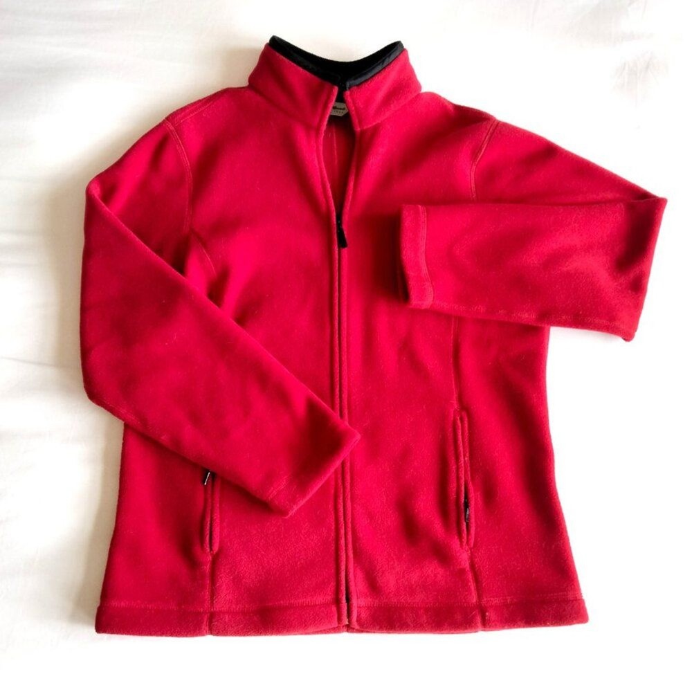 Eddie Bauer Red Fleece Zippered Jacket Men's MEDIUM