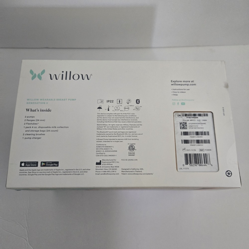Willow 24mm 3rd Generation Breast Pump - White