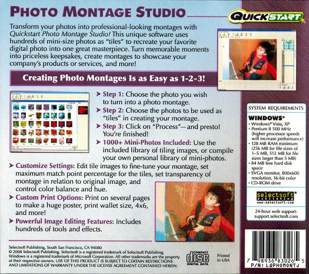 Quickstart Photo Montage Studio - Create Masterpieces PC Software Sealed New