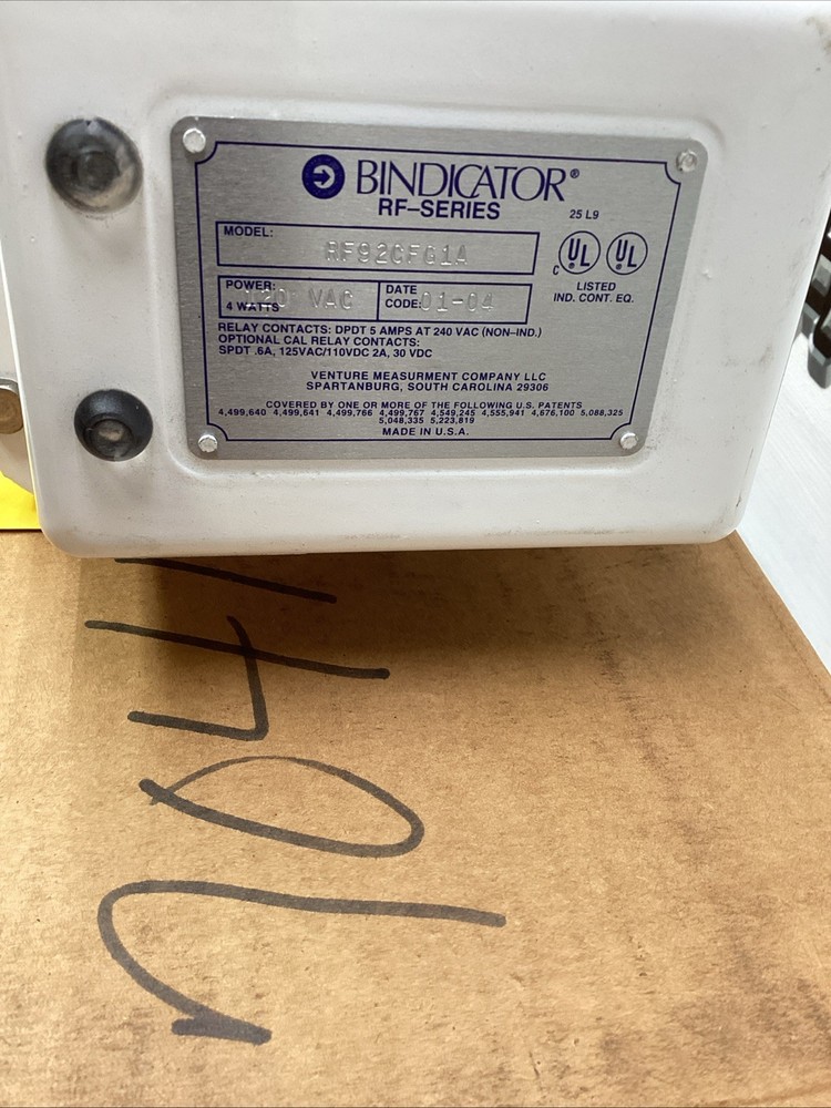 Bindicator RF-Series Level Control RF92CFG1A 120VAC NIB