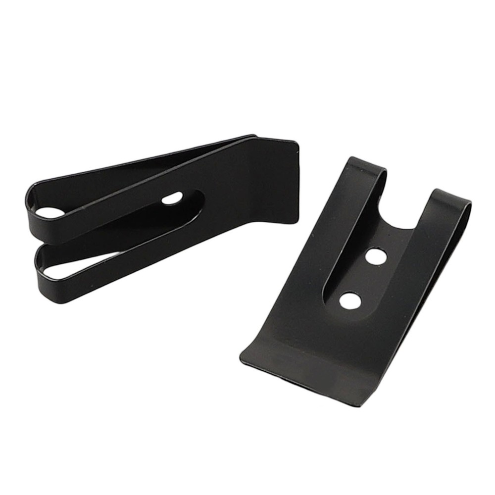 Practical Belt Clip Hook Securing Clip 2pcs Black Coated Finish Flat Base